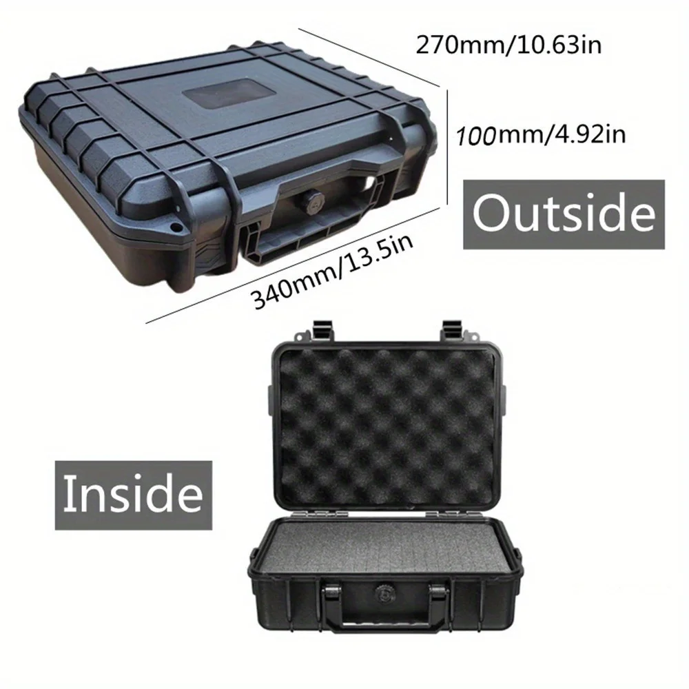 1 Stück Wasserdichter Hartschalenkoffer Werkzeugkoffer mit Vorgeschnittenem Schaumstoff Aufbewahrungsbox Sicherheitsschutz Organizer Hardware-Werkzeugkasten