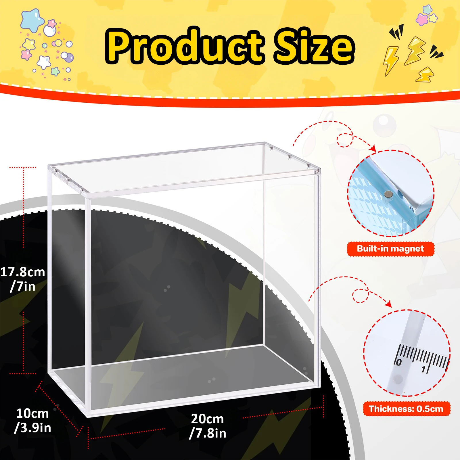 99% UV Protection Magnetic Modern Acrylic Case Display for English Pokémon Booster Pack Box Clear and Stylish Storage Solution - view 5