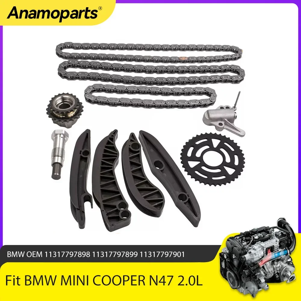 Engine Timing Chain Kit Fit 2.0 L T L4 N47 Diesel For BMW X1 X3 X5 X6 Mini Cooper R56 R57 R60 R61 2.0L N47D20A N47D20C N47D20D