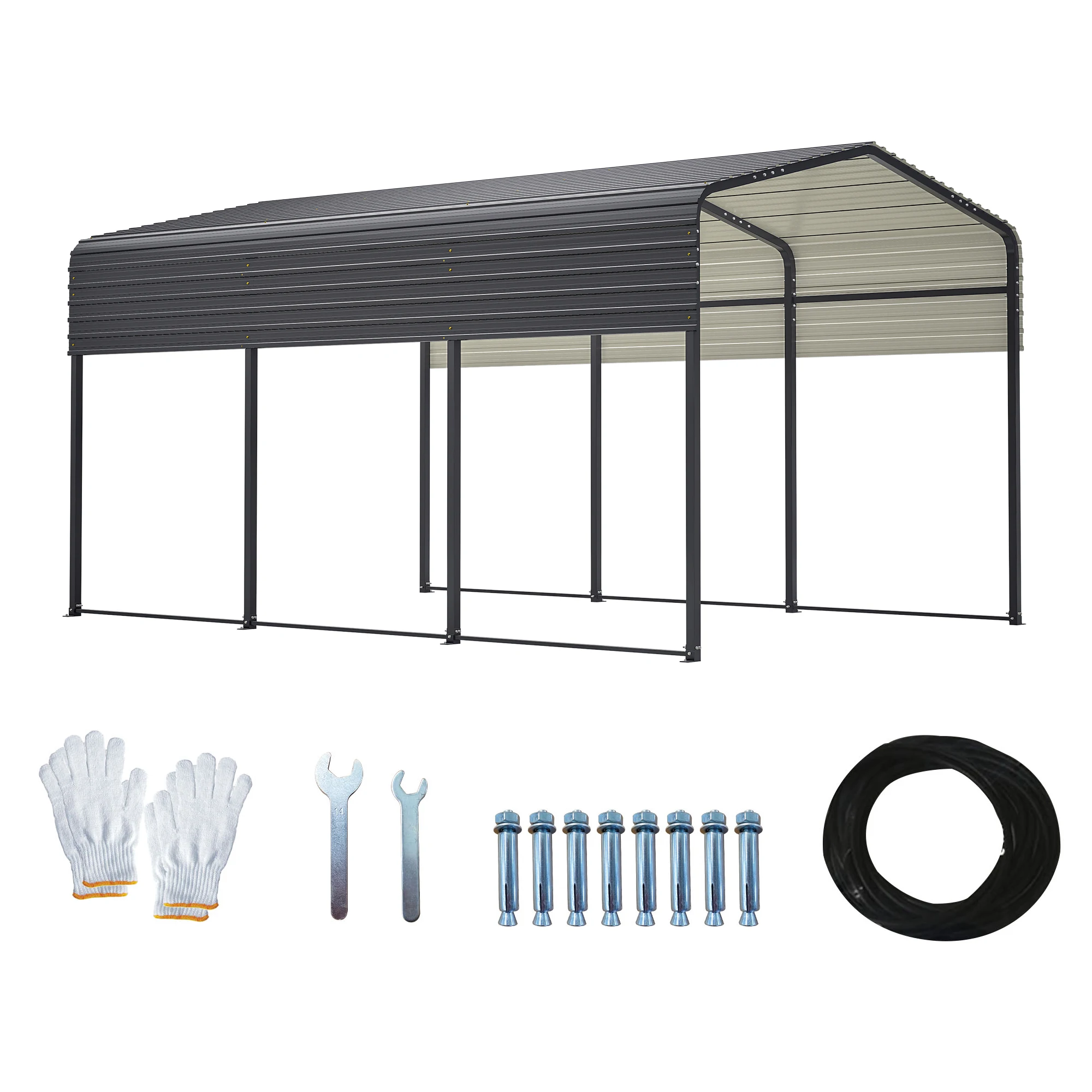 LZBEITEM 13x20 Car Ports Heavy Duty-Prefab Metal Carport with Galvanized Steel Roof Steel Carport Kits Outdoor with Metal Roof