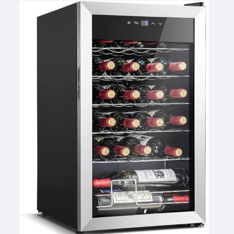 Wine Fridge, 24 Bottle Wine Cooler 46-66℉ Beverage Wine Refrigerator