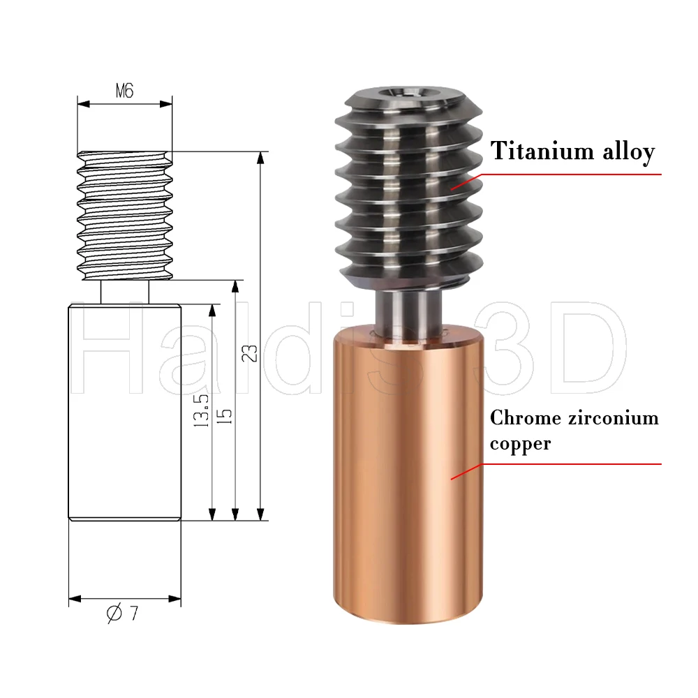 Titanium Alloy Throat For Flying Bear Ghost 5/6 All Metal Hetend Throat For Flyingbear Heatbreak 3D Printer Parts Bi-Metal