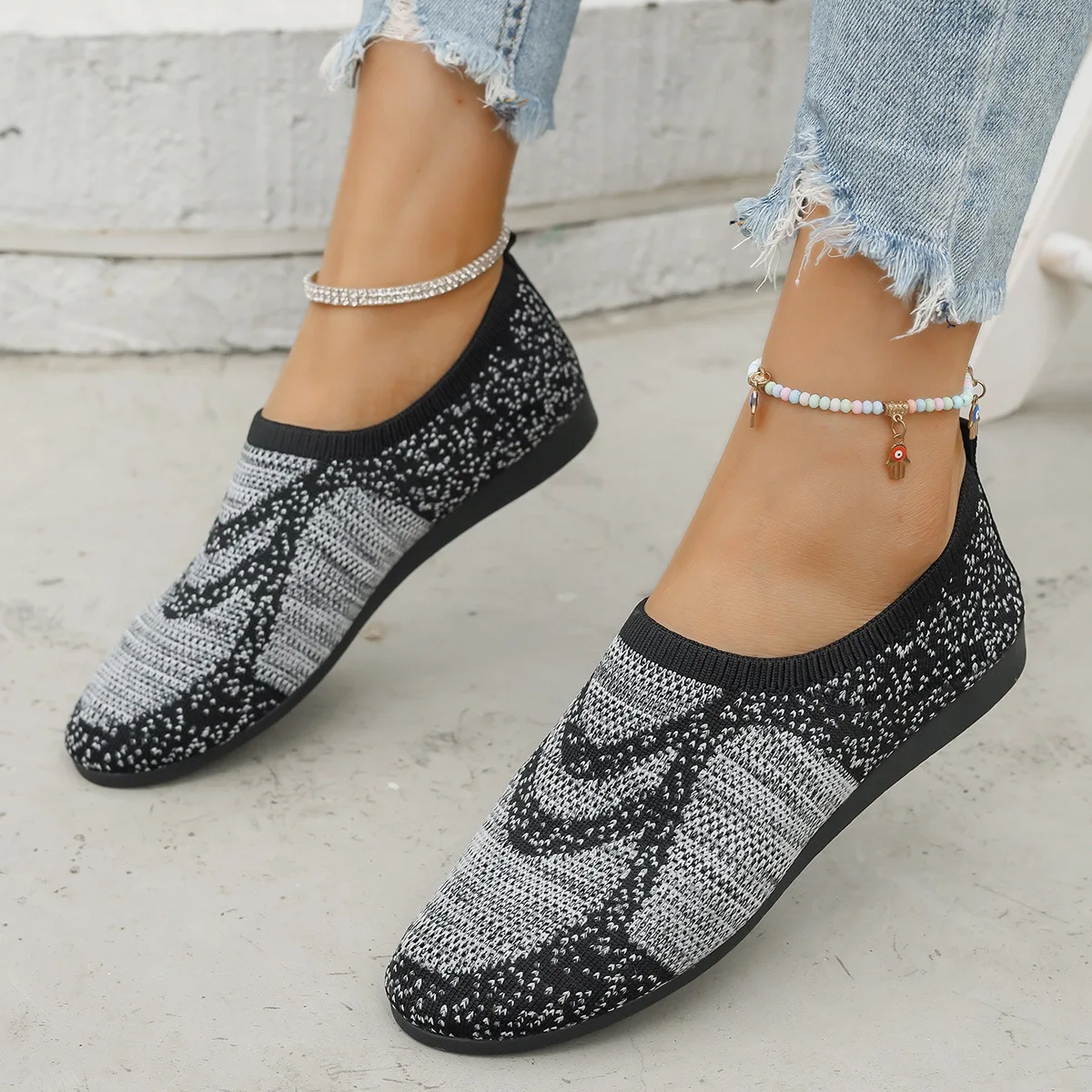 Round Toe Casual Woman Shoe Female Footwear Low Heels Slip-on Shallow Mouth Modis Dress Slip On 2025 New Fretwork PU Rubber Fash