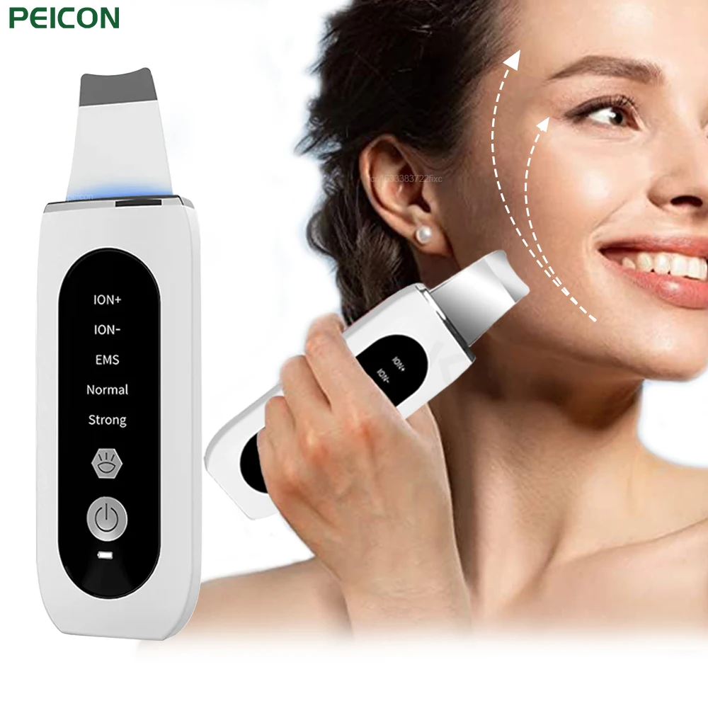 Ultrasonic Skin Scrubber Peeling Blackhead Remover Face Lifting Massager Ultrasonic Ionic Pore Cleaner Facial Shovel Cleanser