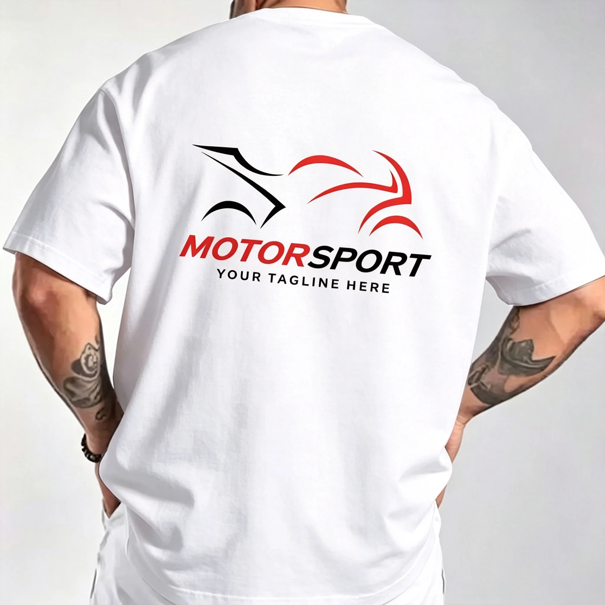 2026 New Motor Family Matching Unisex Oversized T-Shirt Motorsport Abstract Motorcycle Silhouette Red Print Streetwear Tops