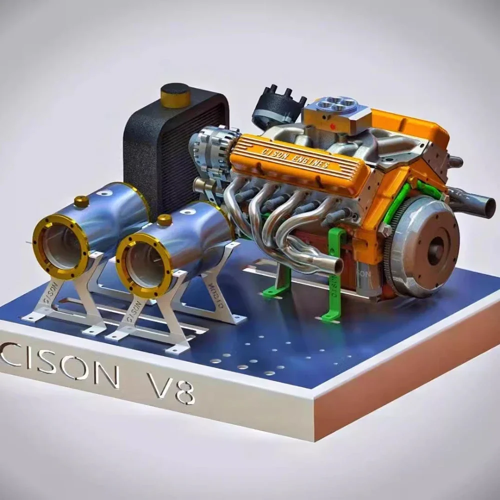 Cison Micro Mini V8 Motor y accesorios Material metálico Juguete mecánico de alta potencia