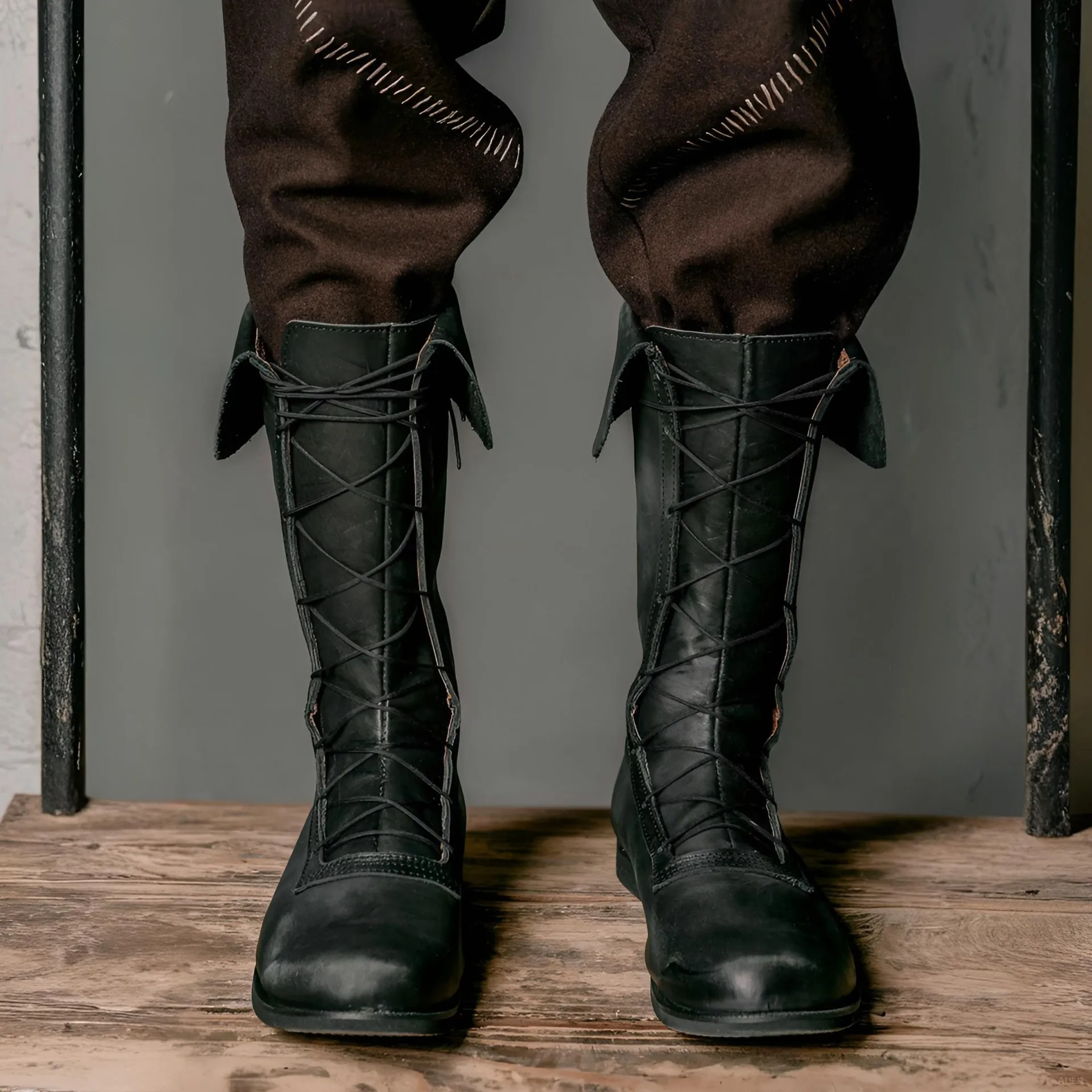 Herren Retro Mittelalterliche Renaissance-Stiefel Ritter Piraten Cosplay Schuhe PU-Leder Flache Halbhohe Stiefel für Halloween Rollenspiel Party Kriegerstiefel – Detail 12