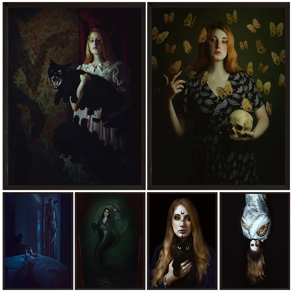 Surreal Horror Fantasy Photography Art Poster And Print,Home Decor,Demon, Death, Witch Dark Aesthetics Photot Wall Art Print
