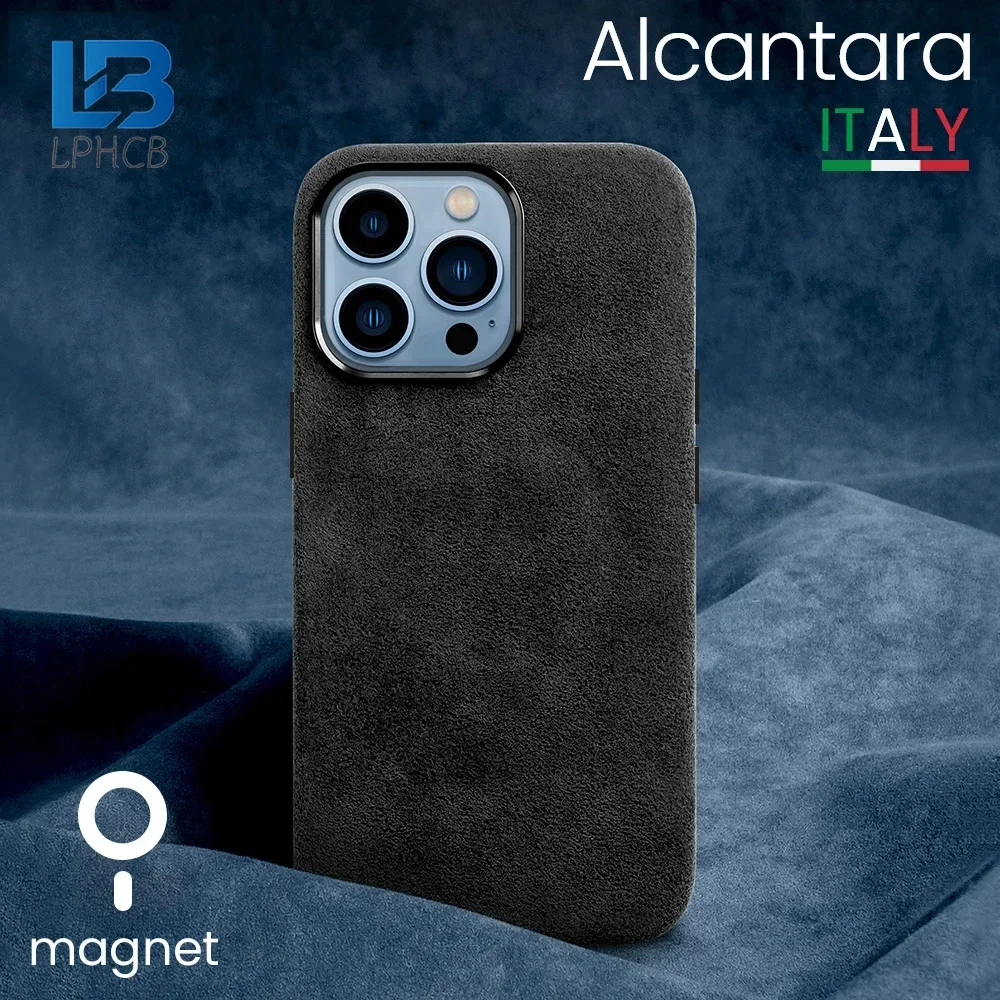 

Magnetic ALCANTARA Case for iPhone 16 15 Pro Max 12 13 14Plus Luxury Business Supercar Interior Same Suede Leather Phone Cover