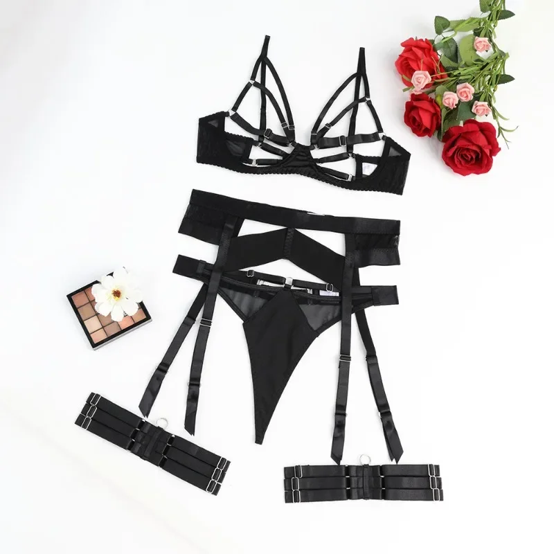 

Premium Lingeries Sexy Hot Seductive Hollow Bra Belf Thong 3PC Set with Leg Circles Sensual Underwear Roleplay Outfits Lingerie