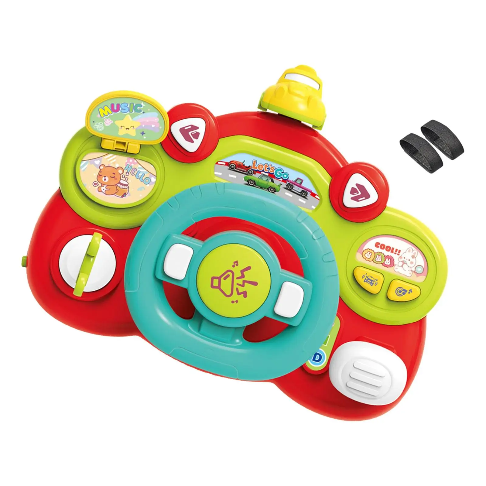 Electric Steering Wheel Toy Interactive Turn and Learn Driver Light and Sound for Turning Pulling Twisting Boys Girls Infant