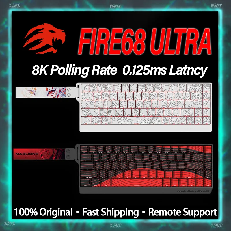 

MADLIONS Fire68 Ultra Gaming Keyboard 0.125MS Latency 8K Polling Rate 0.02mm RT Special GATERON Magnetic Jade Switch DKS SOCD ST