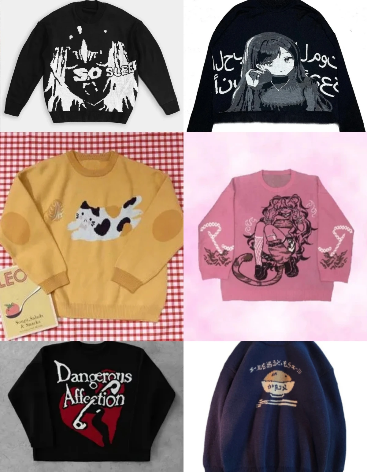 Sweter unisex Y2K z dzianiny, luźny krój, grafika z literami, styl vintage, estetyczny, casualowy sweter na jesień, odzież dzianinowa, 2025