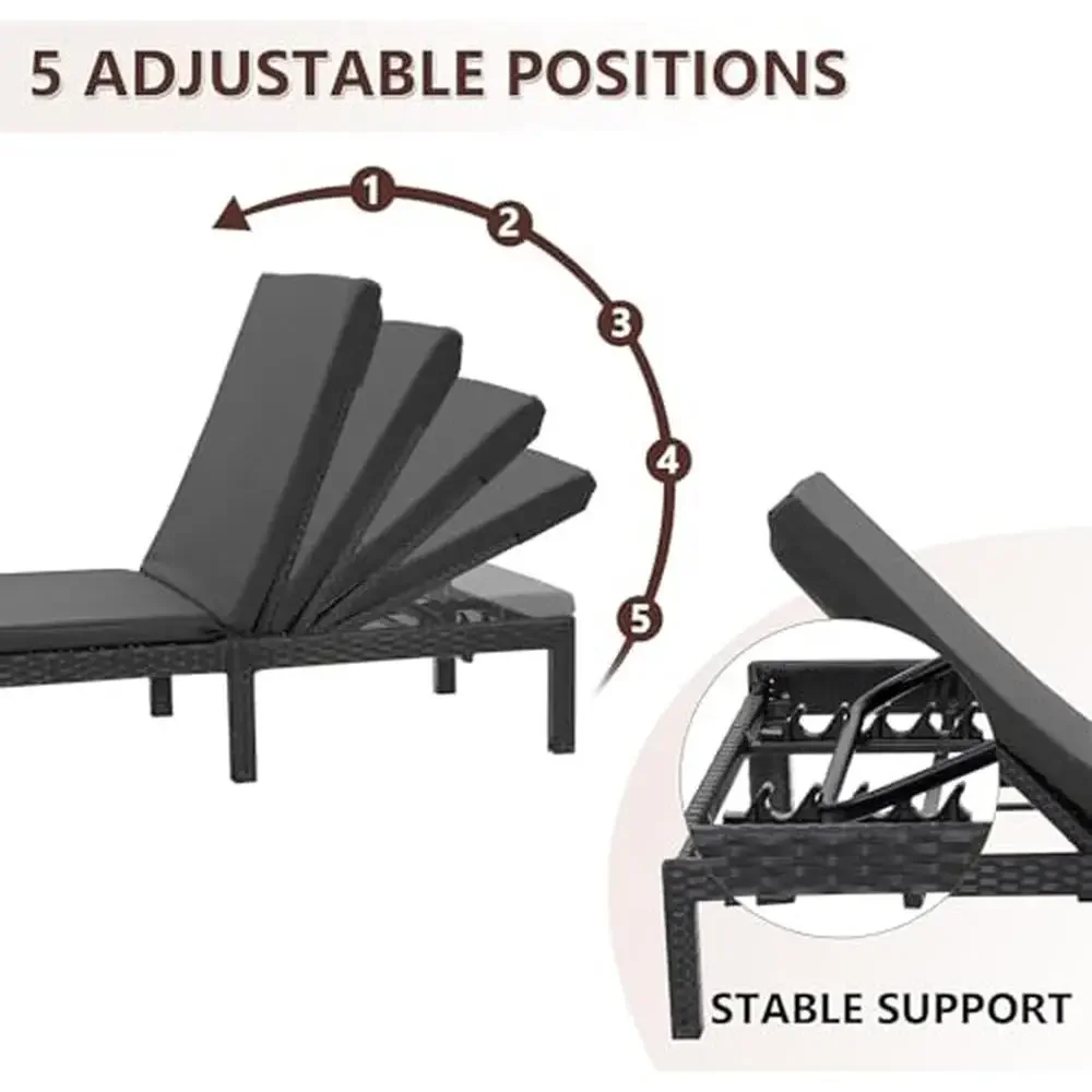 Verstellbare Sonnenliegen, 2er-Set, Pool, Strand, Terrasse, bequemes Kissen, stabiler Stahlrahmen, einfache Montage, vielseitig einsetzbar für den Außenbereich