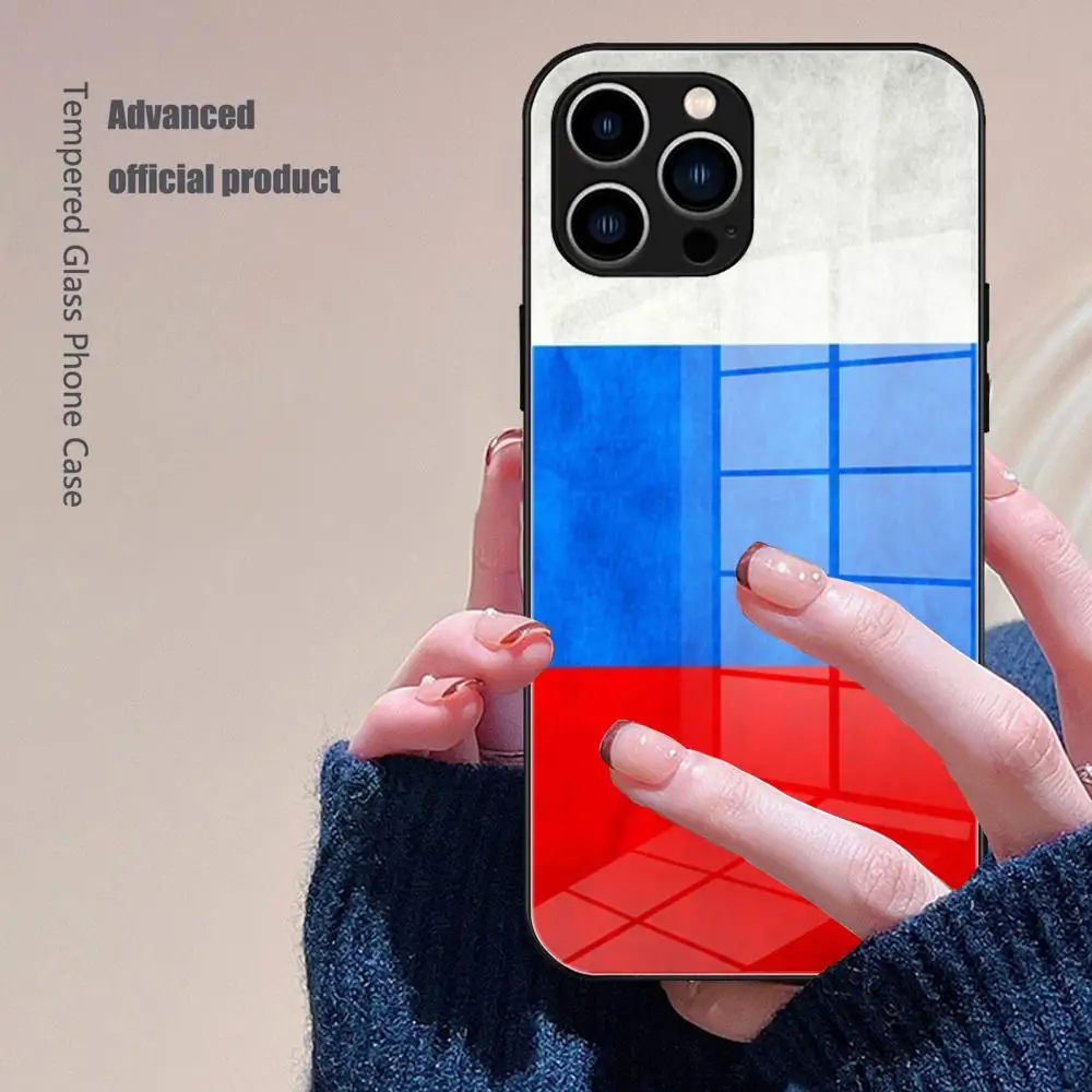 Russian flag Phone Case Tempered Glass For IPhone 16 15 Promax 14 13 Pro 12 11 plus X XS XR Covers