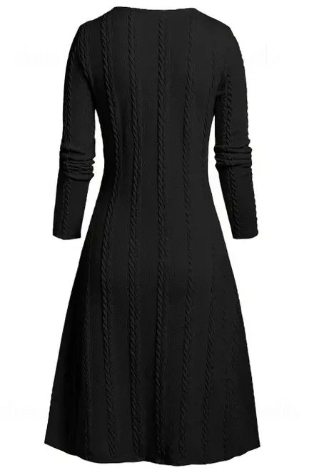 Women's Shirt Skirt New 2023 Hot Selling Fashion Patchwork Twisted Flower Pit Knitted Dress Knee Length Long Sleeve