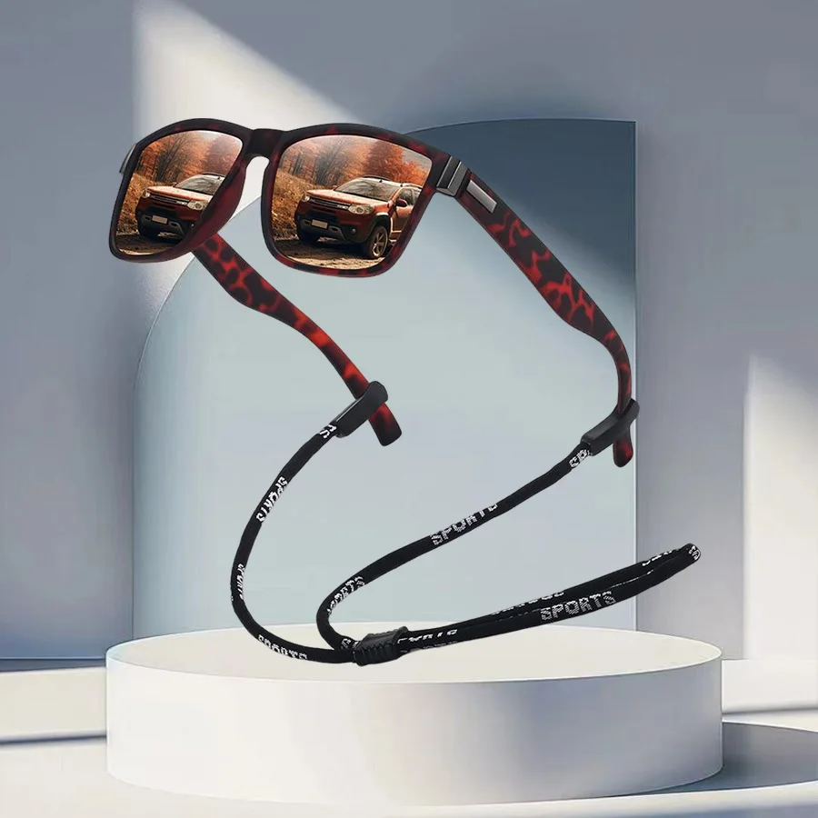 أزياء نمط UV400 النظارات الشمسية مع سلسلة التفاصيل الملونة للجنسين القيادة الصيد ركوب الدراجات نظارات السلامة #4