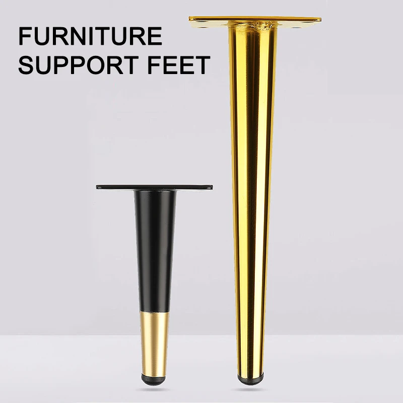 Imagem -03 - Ouro Móveis pé Mesa Pés Laminados de Aço tv Gabinete Sofá Suporte Pés Móveis Ferragem 10 12 15 17 20 25cm Peças Preto