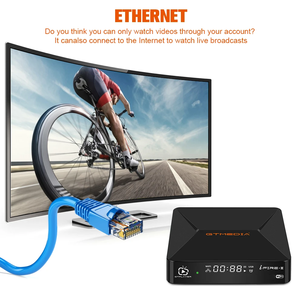 GTMEDIA Ifire 2 M3U TV Box H.265 HEVC 10Bit 1080P Full HD مدمج 2.4G WIFI HDR Ethernet MPEG-4 Media Player STB Stock في إسبانيا