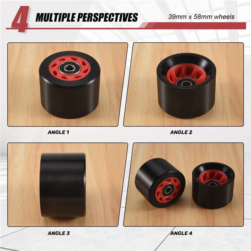YHOLI-8Pack 95A 58Mmx39mm,Indoor Quad Roller Skate Wheels,PU Wear-Resistant Wheels Double-Row Roller Skates Accessories
