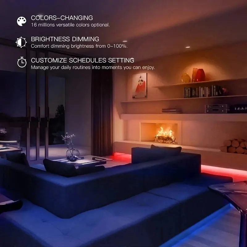 الإصدار العالمي Yeelight LED Smart Strip Light 1S شريط إضاءة LED ملون RGB بطول 2 متر مع اتصال WiFi متوافق مع Homekit وGoogle وMijia وAlexa وSmartThings - 4