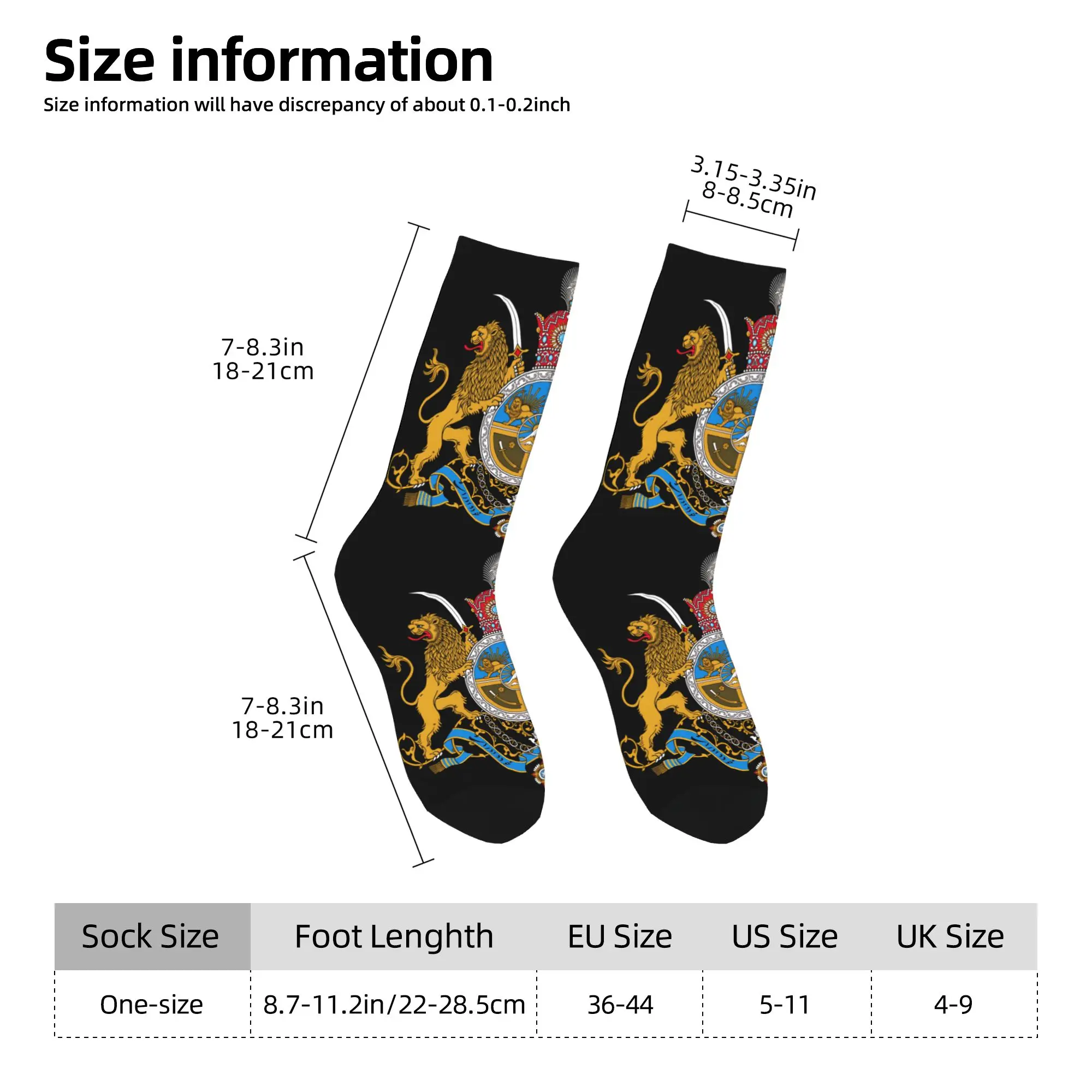 Iran Flag with Lion and Sun Emblem Stockings  Gothic Socks Men's Warm Soft Socks Autumn Climbing Printed Non Slip Socks Gift
