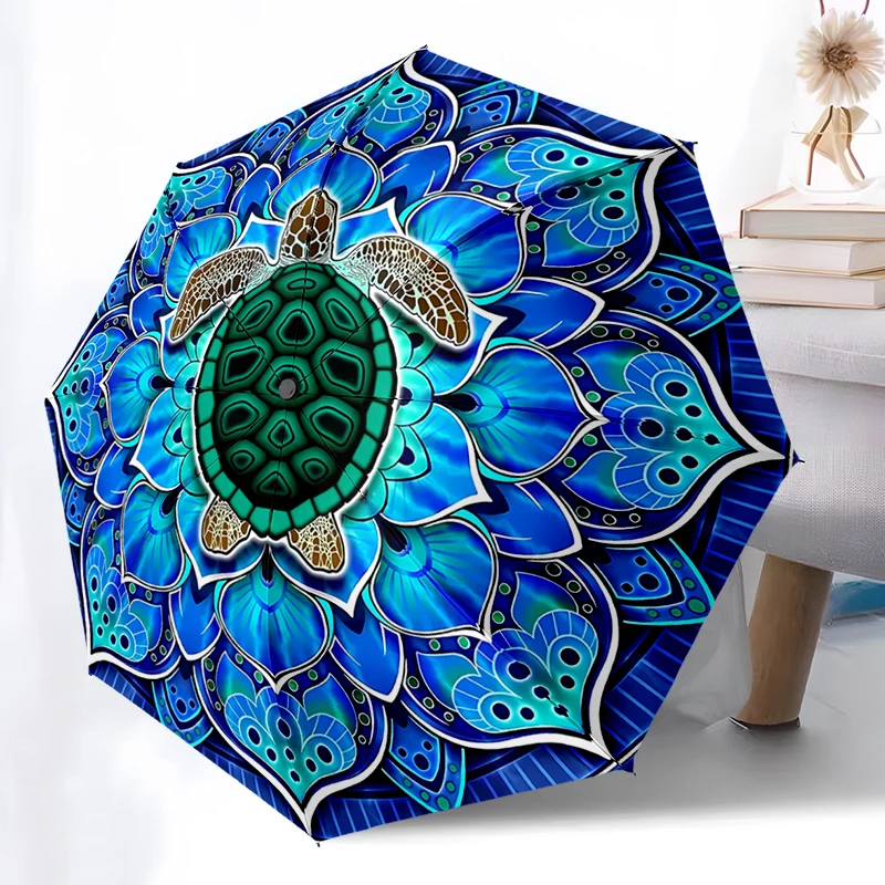 

Складной зонт с дизайном черепахи — модный дизайн с автоматическим открытием, 8, железные ребрышки, пластиковая ручка, складной солнцезащитный козырек, идеальные подарки