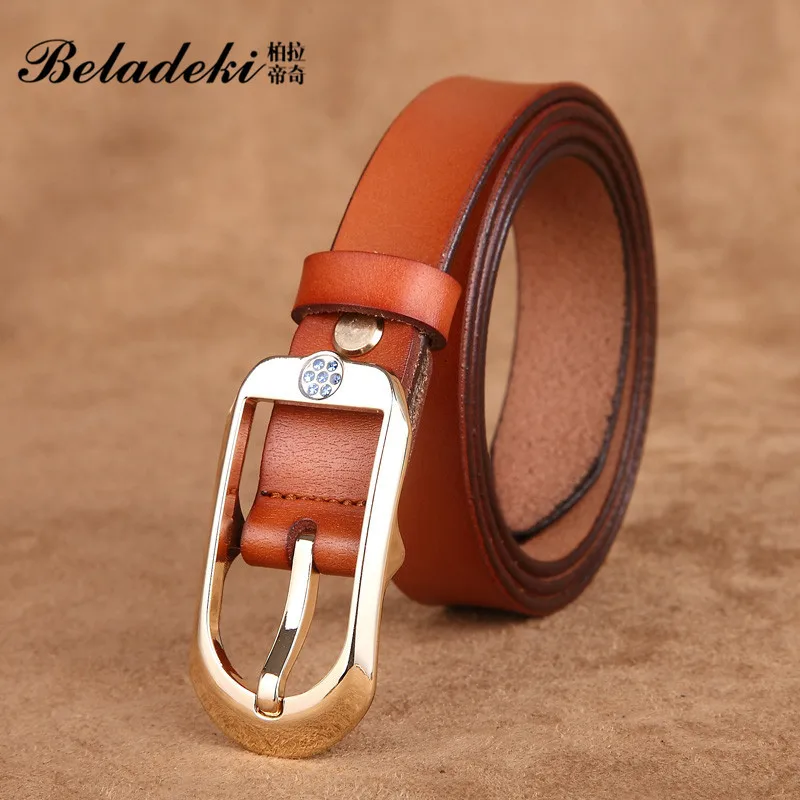 

Brand Genuine Leather Women's Belt Luxury Two-layer Cowhide Simple Belt Needle Buckle Casual Pants Jeans Decorative Belt