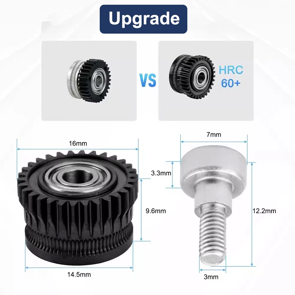 Actualización de engranaje de extrusora K1 K1C K1 Max, engranaje de controlador totalmente metálico para extrusora Creality Ender-3 V3 Plus, acero endurecido recubierto de níquel DLC