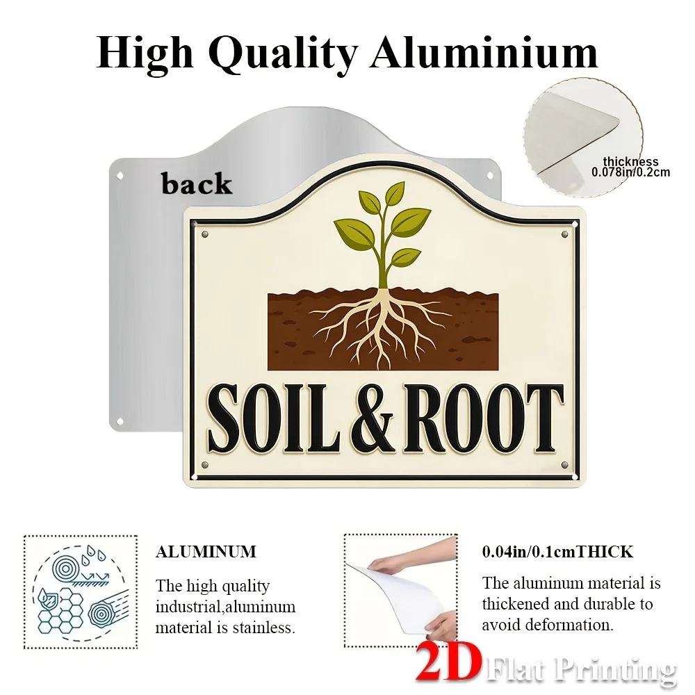 1pc 2D Flat Sign Artwork Depicting A Sprouting Plant With Roots, Ideal For Decorating Kitchens, Bathrooms, And Offices