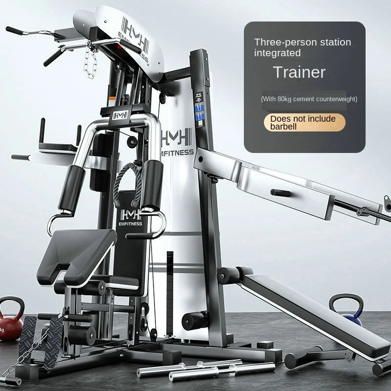 Home Three-person Station Comprehensive Trainer Smith Squat Rack Push Boating Multi-functional Sit-up Gantry Rack