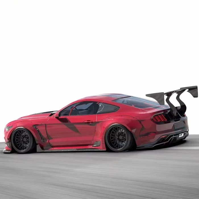 Body Kit for  Mustang in Robot Style Front Bumper Wide Arches Carbon Fiber Front Lip Rear Diffuser Side Skirts Rear Spoiler