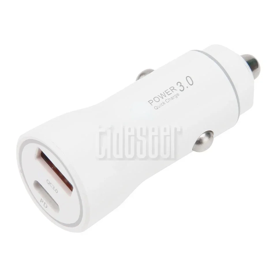 50pcs 36W Quick Charge 3.0 USB Car Charger LED PD Type-C Dual Ports Mobile Phone Adapter Fast Charging for iPhone Xiaomi Phone