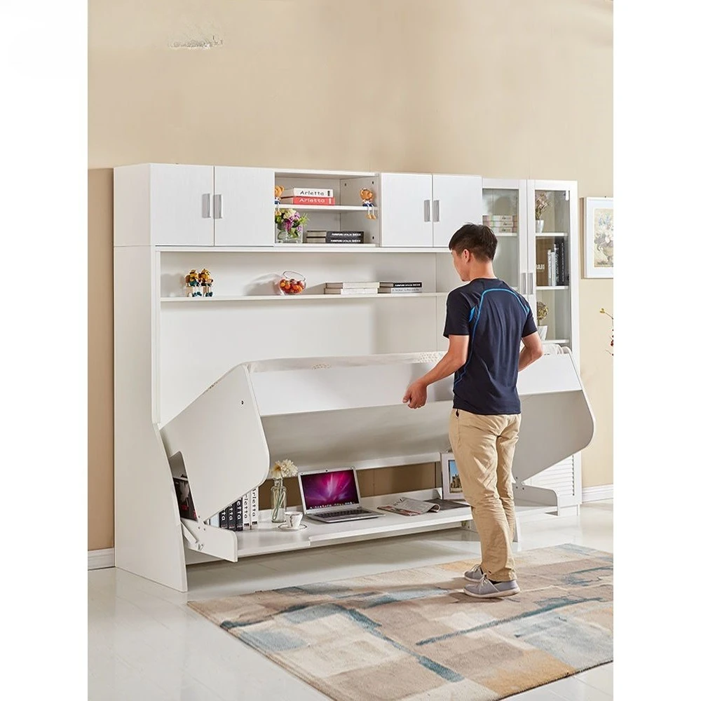 Multifunctional Invisible Bed Folding Desk Cabinet Integrated Combination Bed Piano Hidden Wall Bed Single