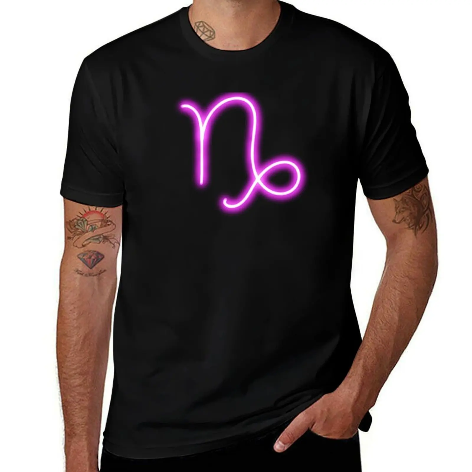 

Neon Pink Capricorn Zodiac Sign Birthday Horoscope T-Shirt shirts graphic tees fashion shirts plain t shirts men