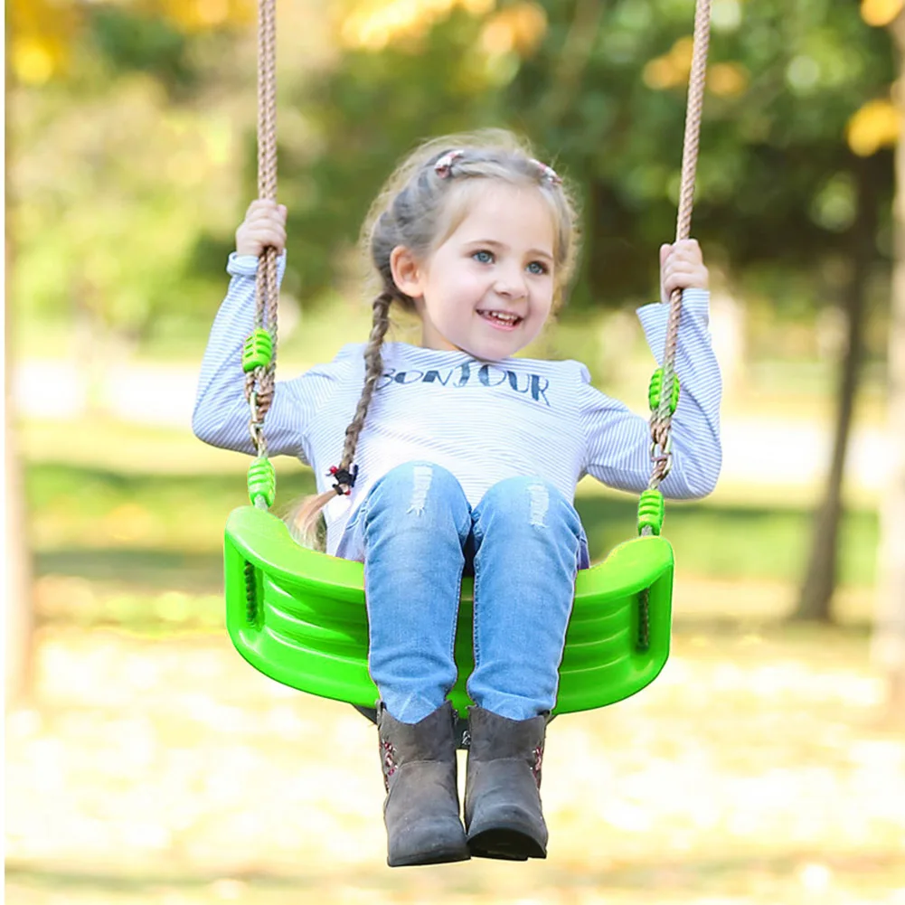 Hanging Seat Toys Height Adjustable Ropes Indoor Outdoor Toys Board Swing Chair Rainbow Curved Board Outdoor Garden Tree Swing