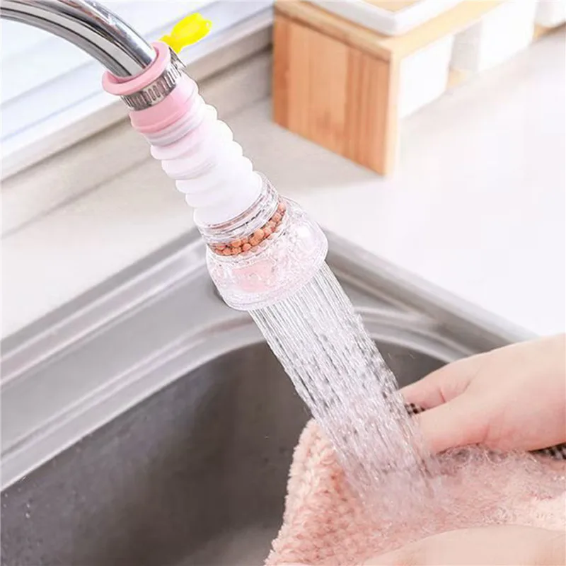 ก๊อกน้ําห้องครัว Water Saver Telescopic ห้องน้ําน้ําประปา 360 °   อ่างล้างจานหัวฉีดสเปรย์ป้องกันการสาดแบบหมุนสําหรับล้างผัก