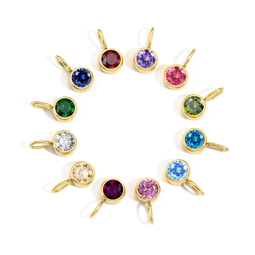 eManco 10PCS Birthstone Pendant Rhinestone Charm Month Zirconia for Making Woman Necklace Color Stone Accessories Birthday Gift