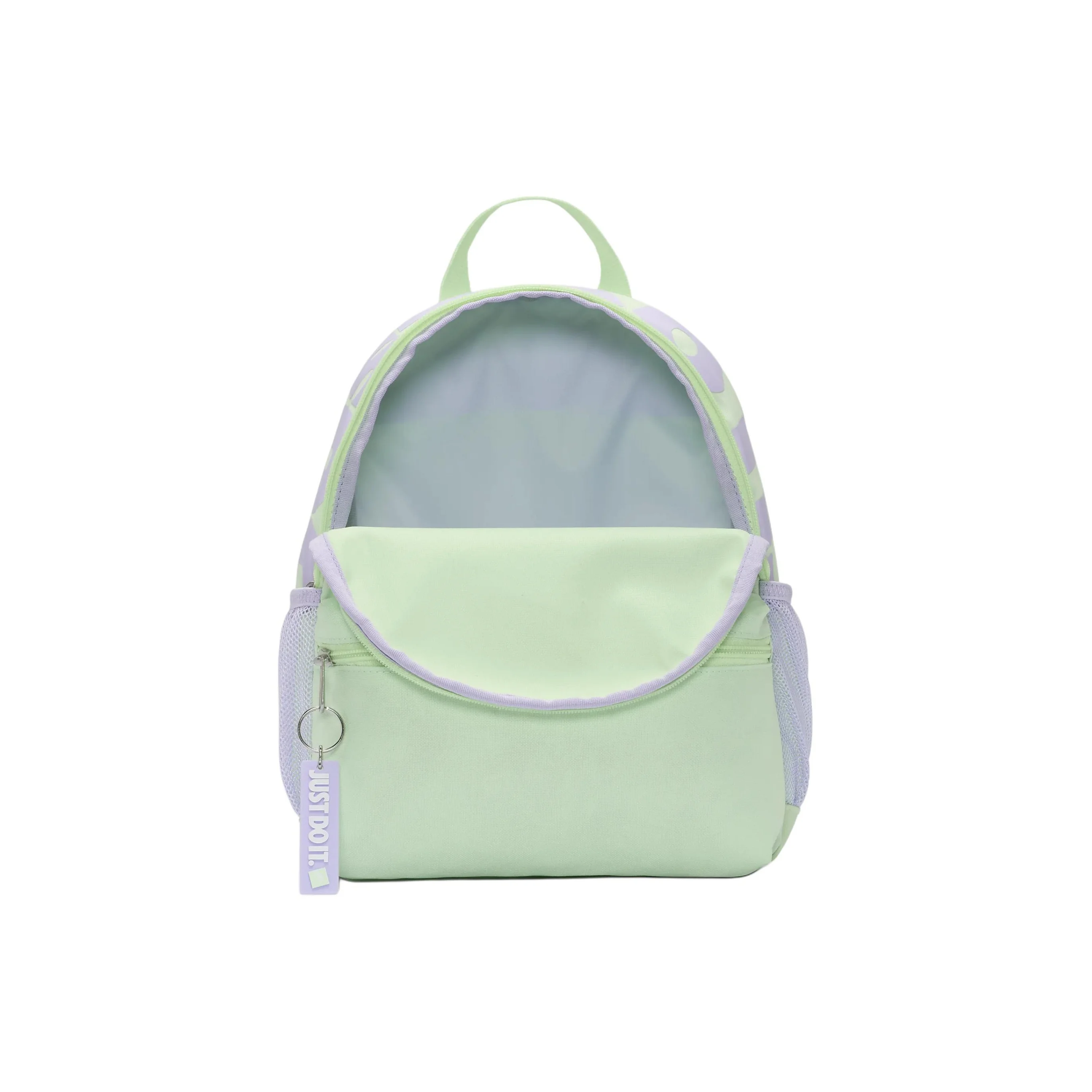 Mochila Nike de poliéster mini para mujer, verde vapor y morado claro floral y blanco DR6091376