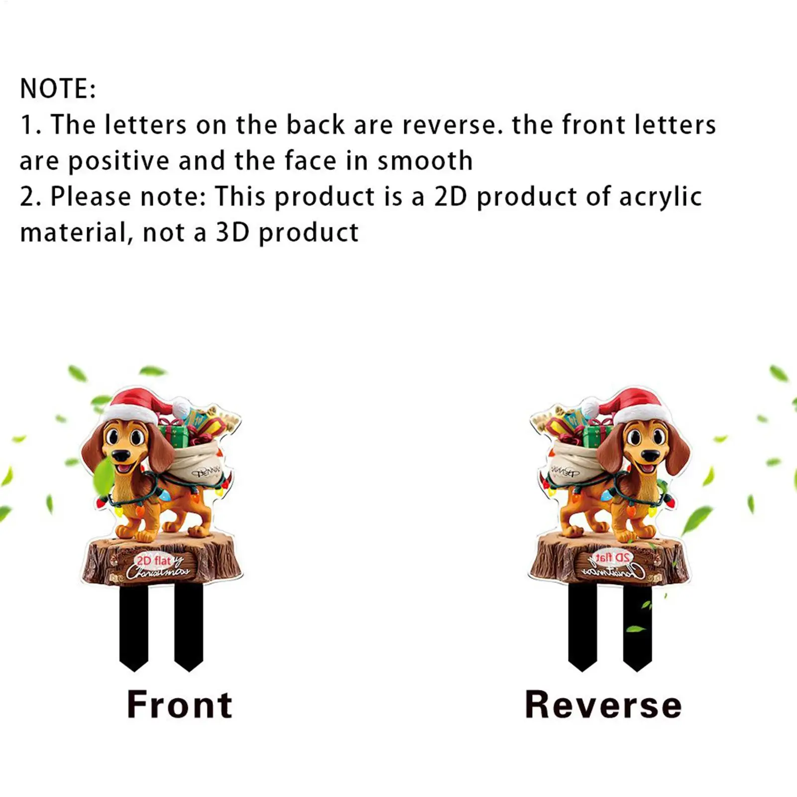 Estacas de jardín navideñas, estacas decorativas de jardín para decoración navideña, suministros de fiesta acrílicos planos 2D para maceta, maceta