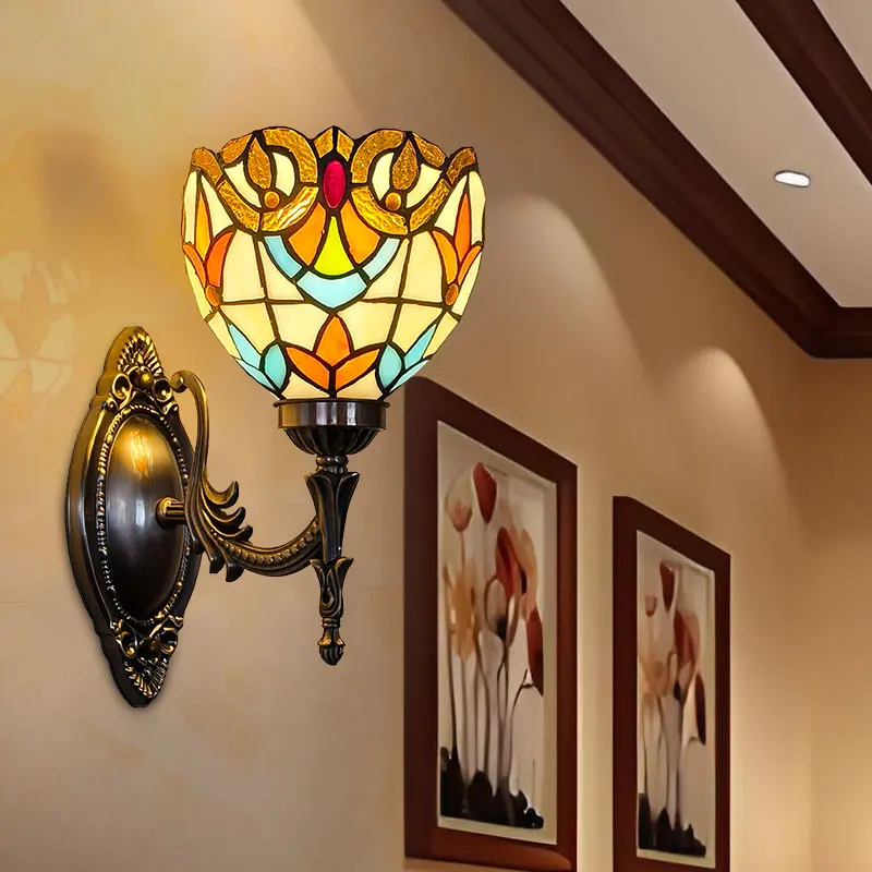 مصابيح حائط على شكل طائر زجاجي ملون أمريكي لغرفة النوم بجانب السرير ودرج الشرفة والديكور الفني القديم لغرفة الطعام #4