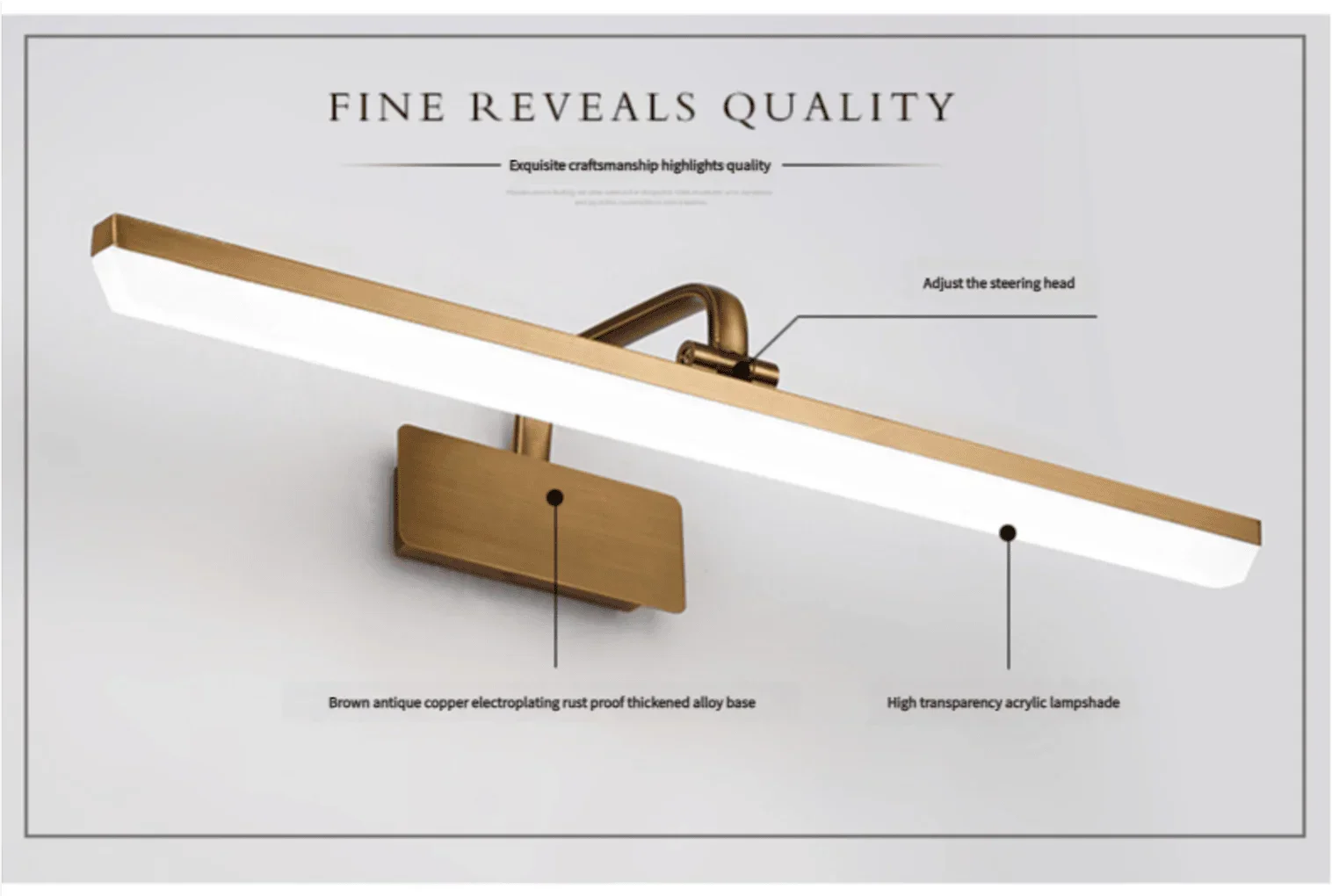 Коричневая бронзовая светодиодная зеркальная лампа, водонепроницаемая настенная лампа для ванной комнаты, настенная роспись для витрины отеля, современный светильник для макияжа для учебы