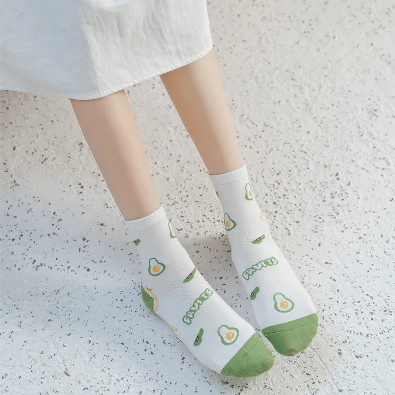 

New Fashion Women Cotton Cartoon Fruit Short Socks Summer Japanese Avocado Cute Crew Socks Casual Girls Short Sock calcetines