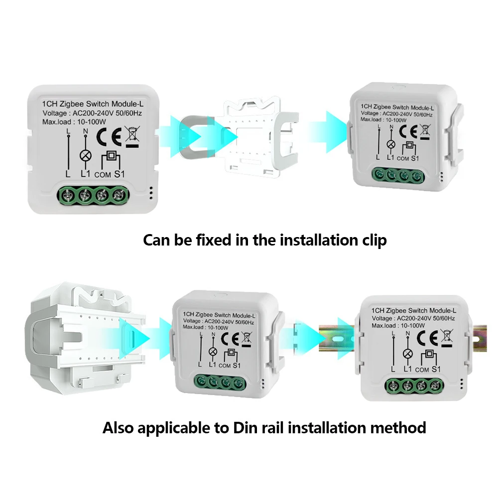 Xiaomi-Módulo de interruptor inteligente Tuya ZigBee, No requiere cable neutro, interruptor de luz DIY para el hogar, funciona con Alexa y Google Home