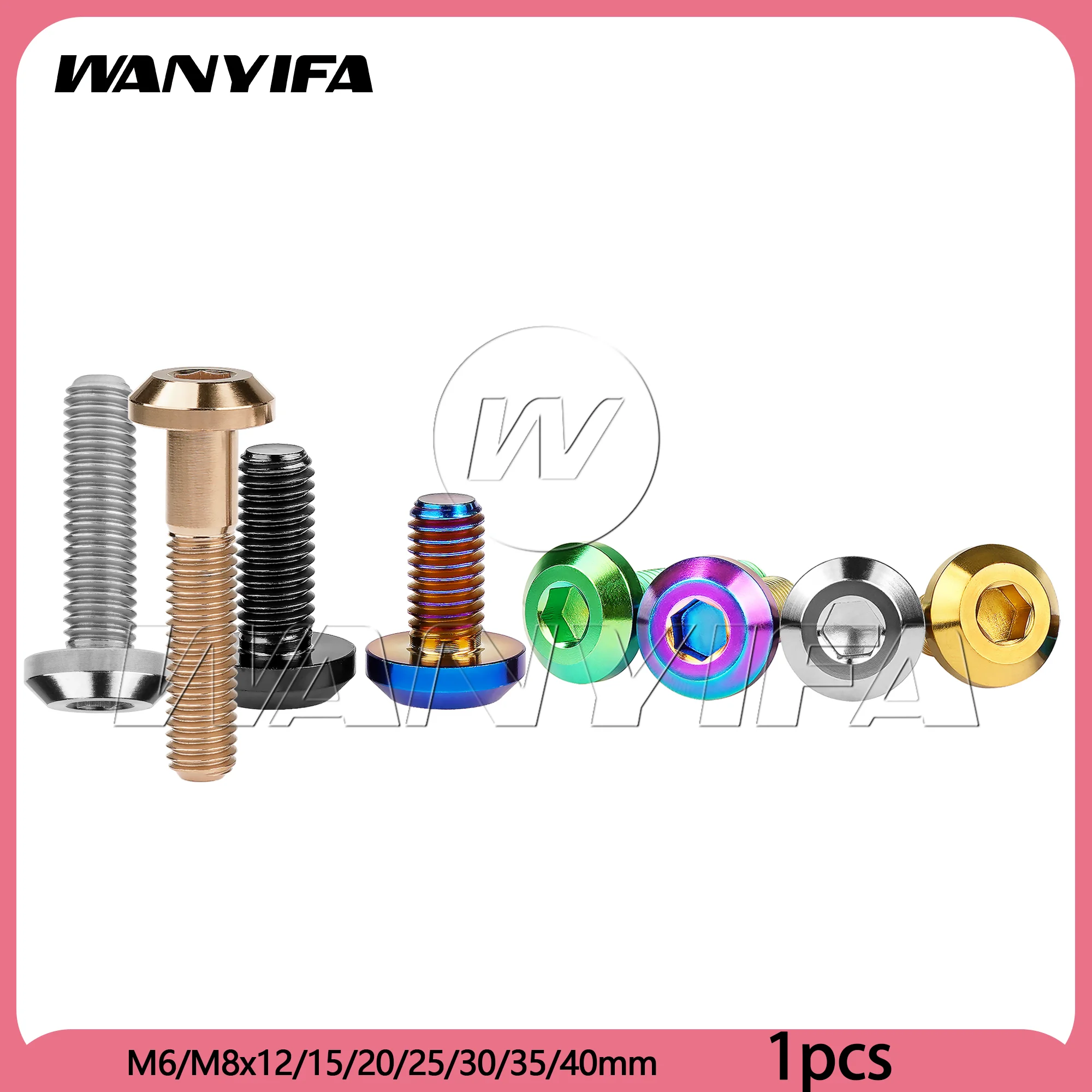 Wanyifa  Titanium Bolt  M6/M8x12 15 20 25 30 35 40mm Thick Umbrella Hexagon Head Screws For Bicycle And Motorcycle Disc
