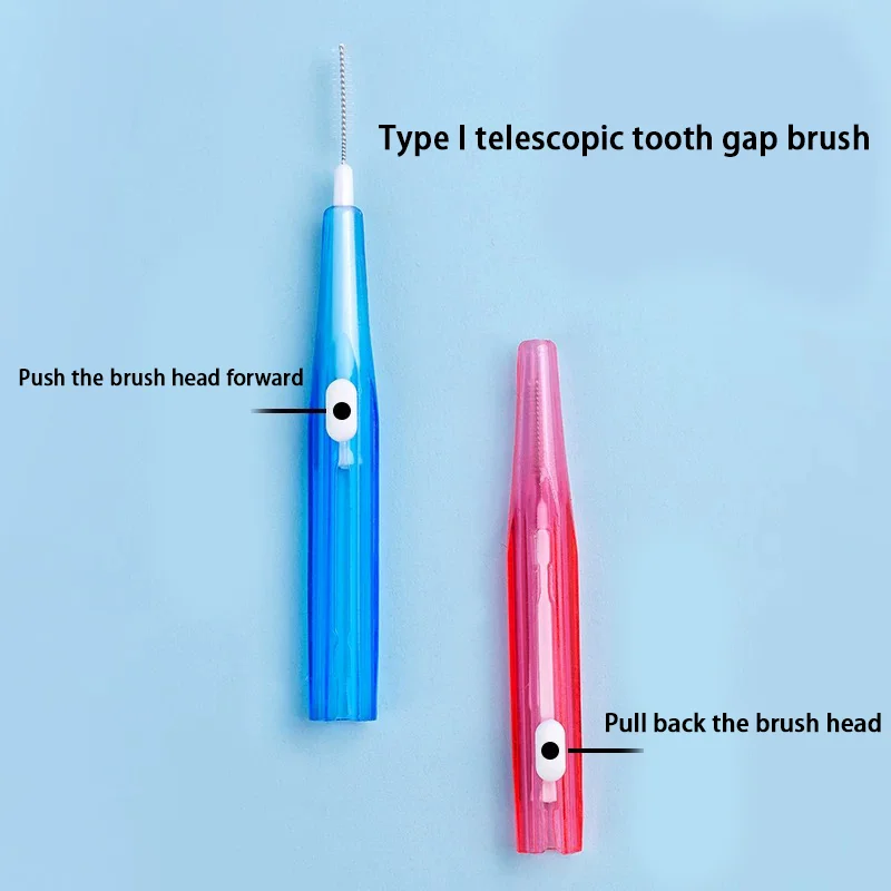 New 60pcs push-pull interdental brush portable interdental brushing gap brush recommended by dentist Dental Teeth Brush Oral