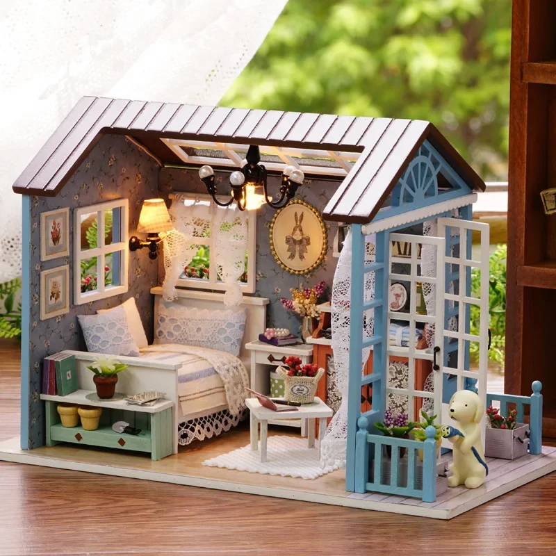 

diy dollhouse Exquisite Handmade DIY Doll House with Dust-proof Cover, Perfect as a DIY Gift