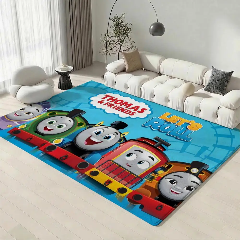 

Cartoon T-Thomas & Friends Floor Mat Eco-Friendly Flannel Doormat Non-Slip Odorless Soft Short Plush Indoor Floor Rug
