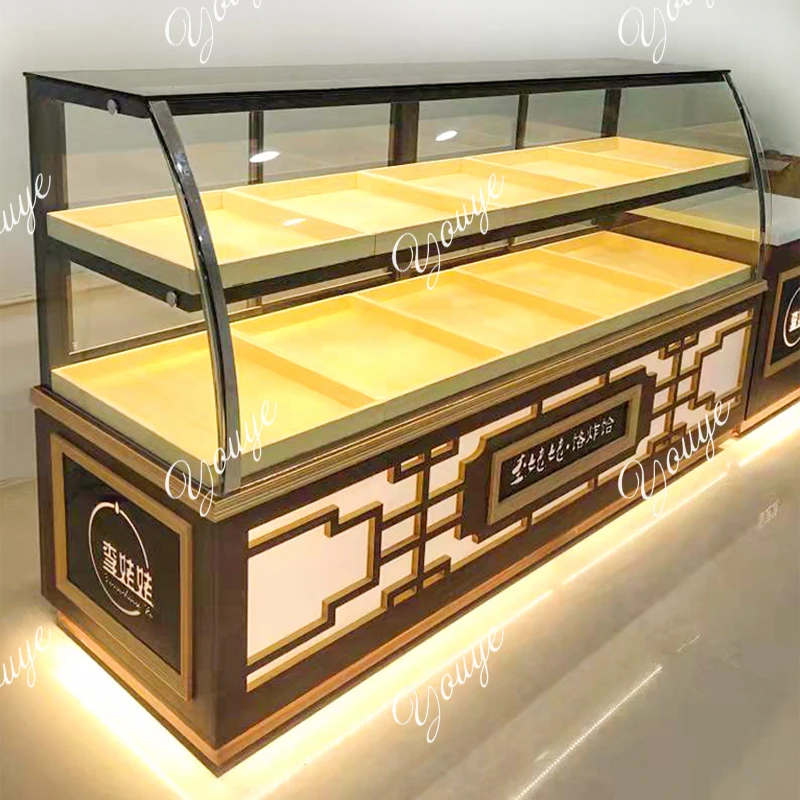 

Pastry bakery cabinet, curved display stand commercial baking push-pull glass cabinet designer practical