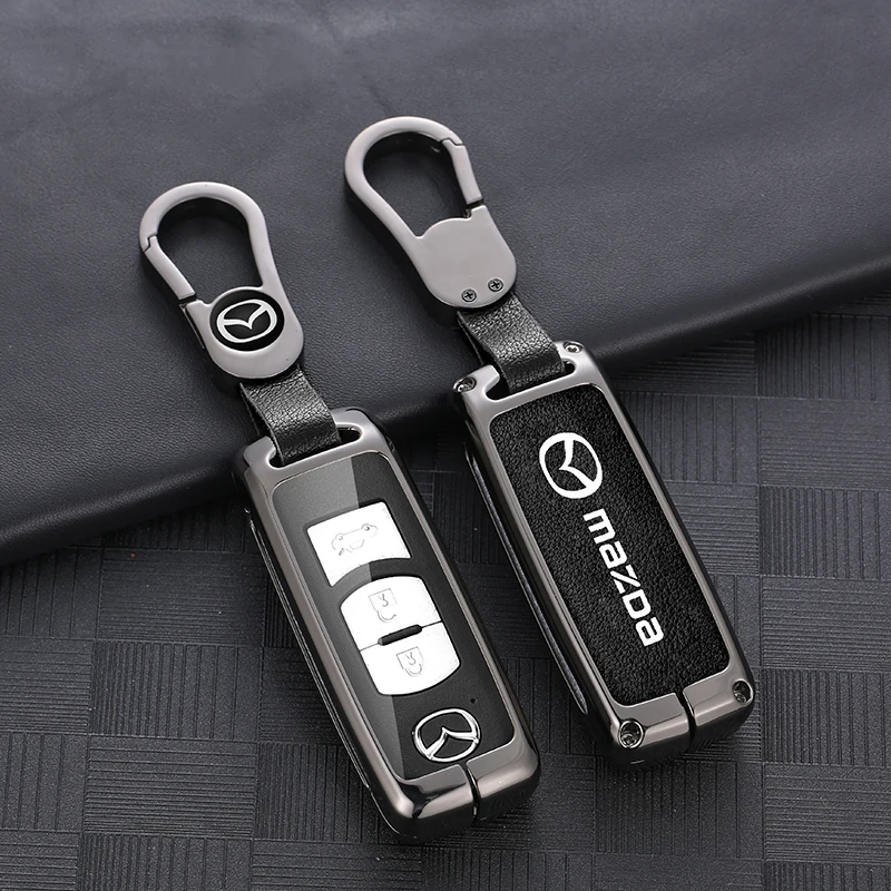 Leather Car Key Case Cover Shell For Mazda 2 3 6 Demio Atenza Axela CX-5 CX5 CX-3 CX7 CX-9 3 4 CX30 2016 2017 2018 2019 Keychain